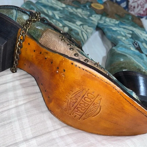 Corral Rose Brown Teal Embroidered Boots western Lace Cowboy Country 10.5 10 - Picture 4 of 11